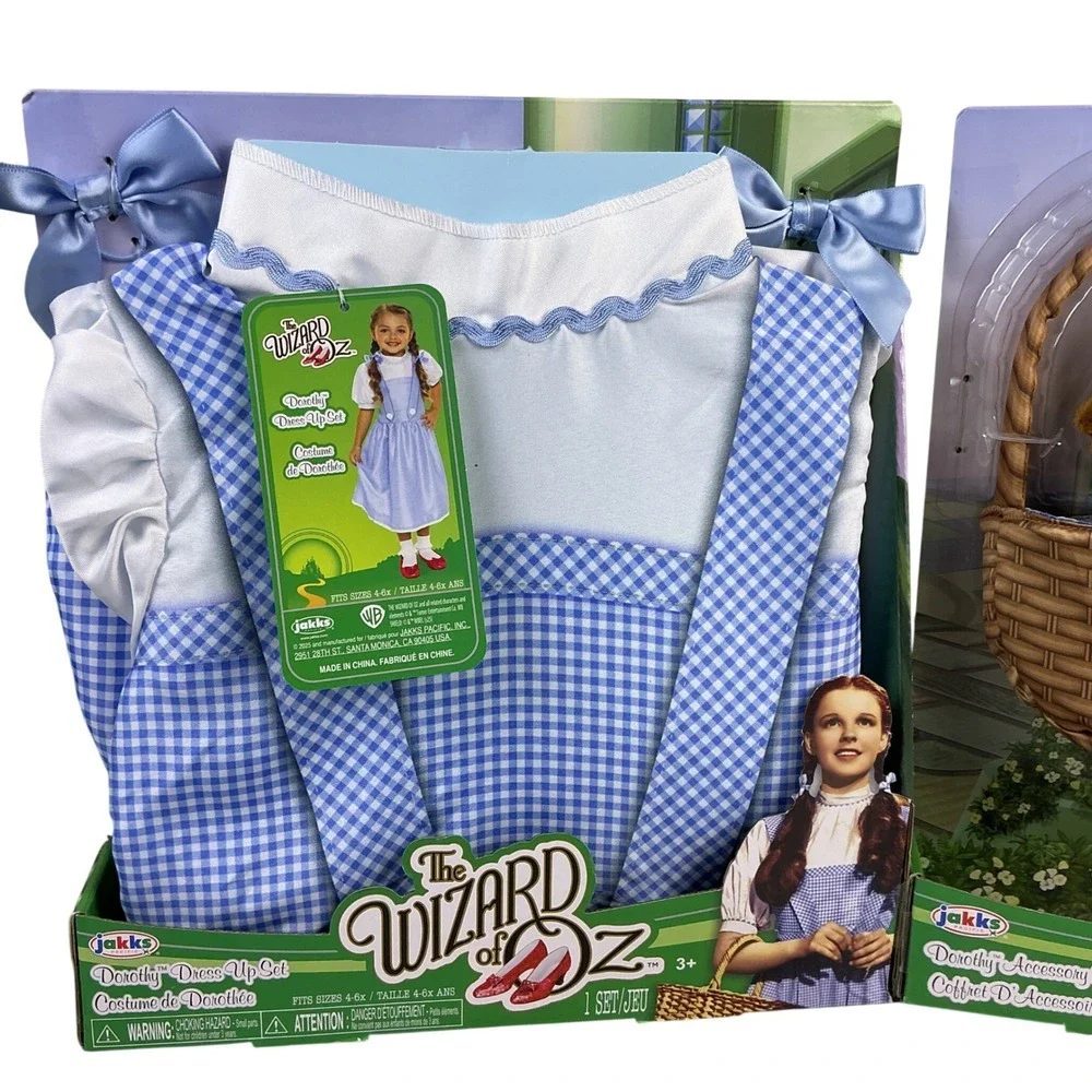 Jakks‎ Pacific The Wizard Of Oz Dorothy Dress 4-6X Shoes, Toto, & Basket 3+ NEW